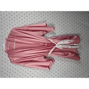 Victorias Secret Satin Silky Robe Pink White Flowy Kimono Smock ONE SIZE FITS AL